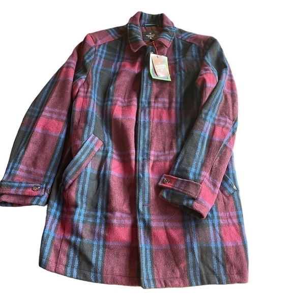 NWT Target White Houston white plaid over coat size medium - Picture 2 of 9